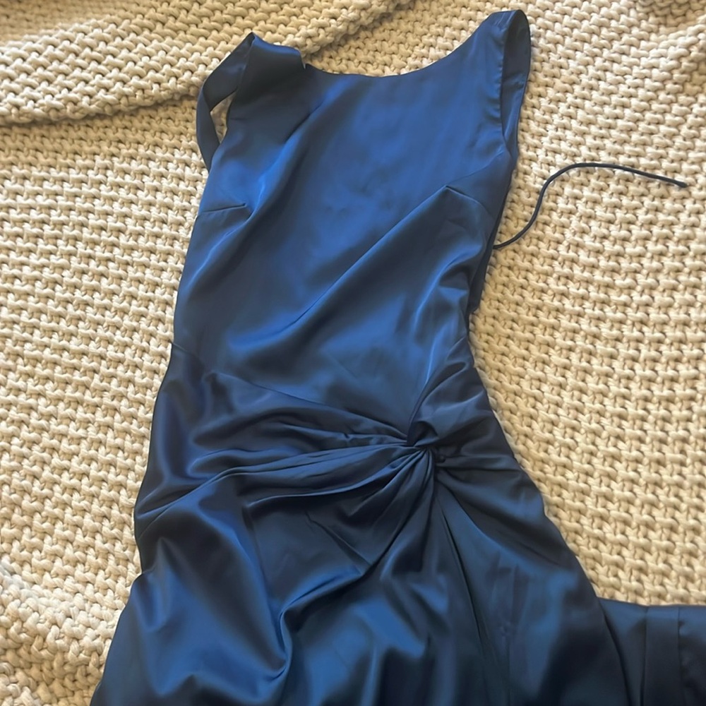 Abercrombie and Fitch wedding line blue silky dress low back